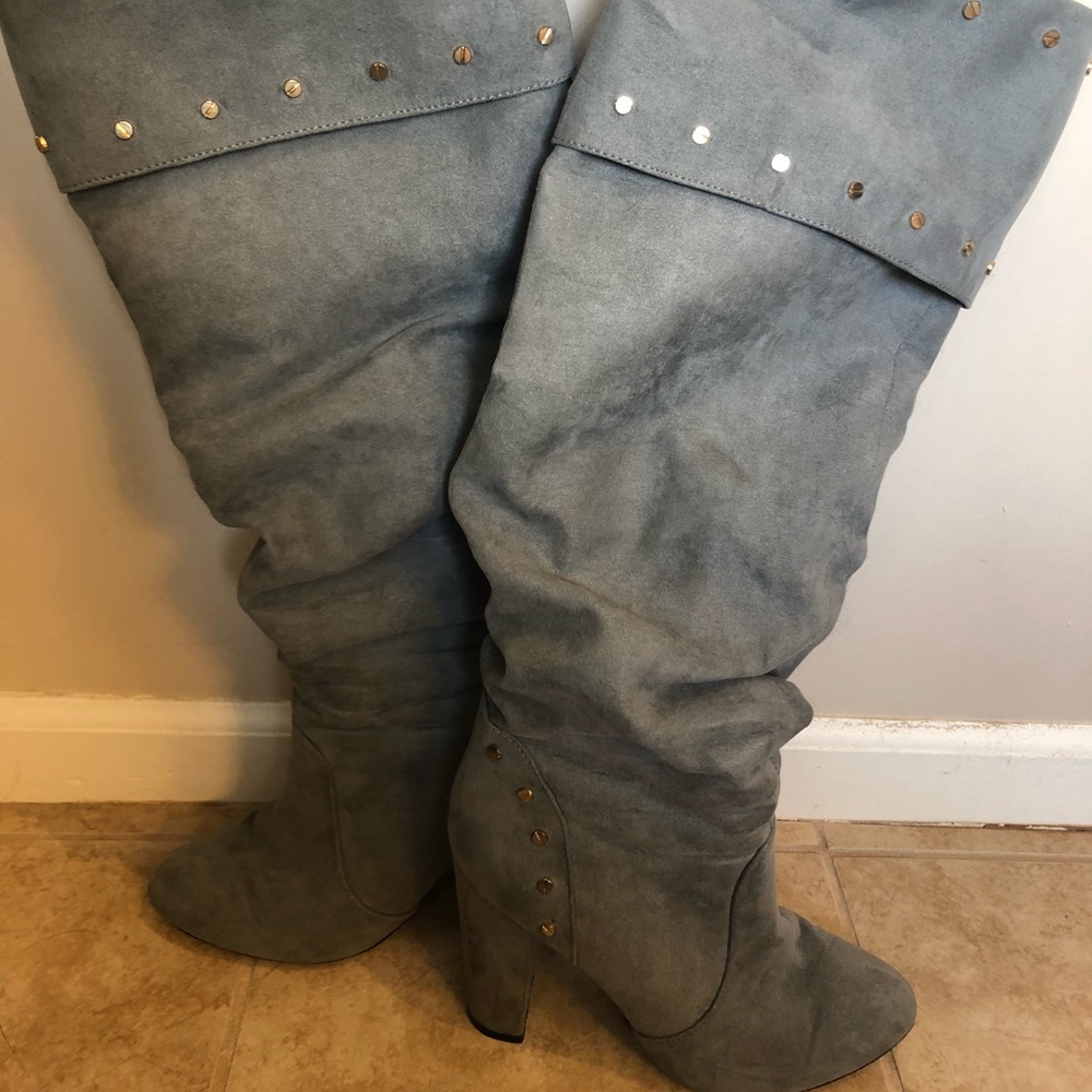 Excellent condition over the knee grey suede boots